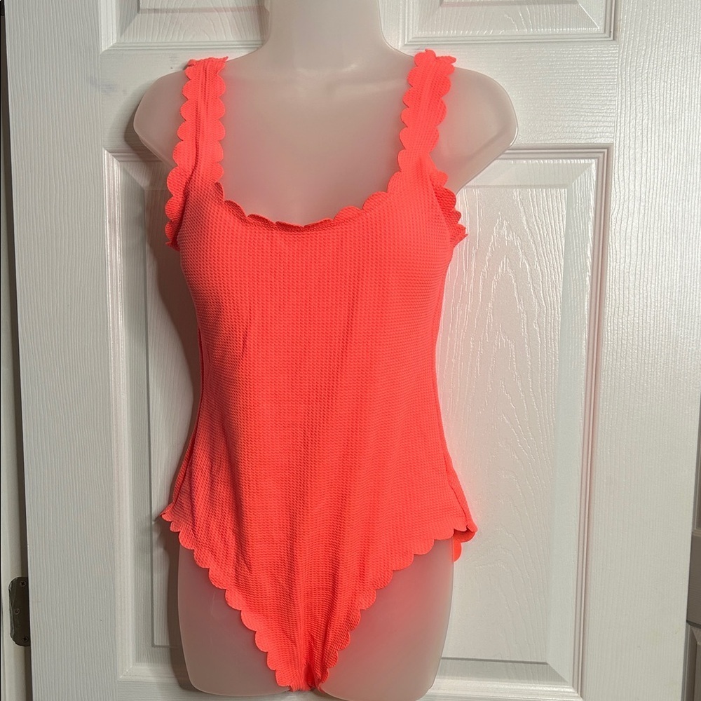 Aerie Vibrant Coral Swimsuit One Piece Full Coverage Large